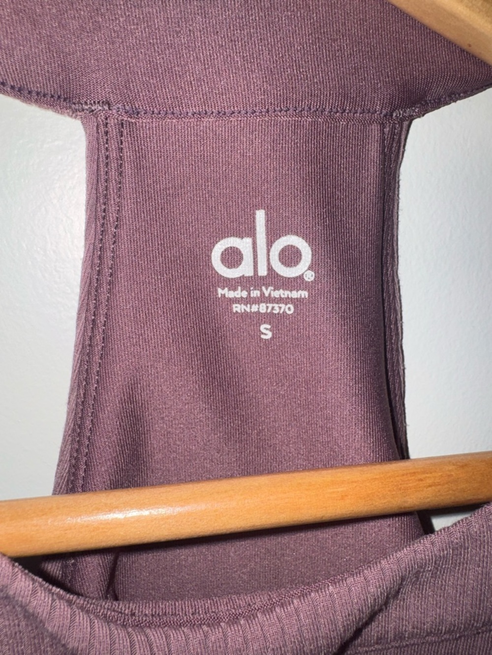 ALO Yoga Ribbed Racerback Tank - Mauve Plum - Picture 3 of 3